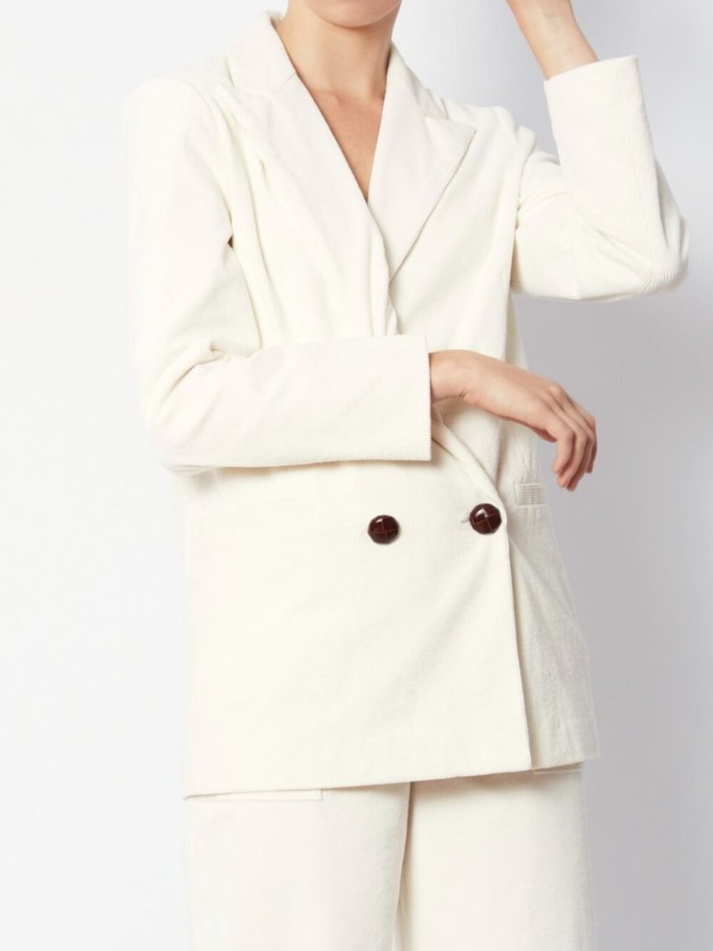 Ganni Ridgewood Corduroy Blazer White EU 38
